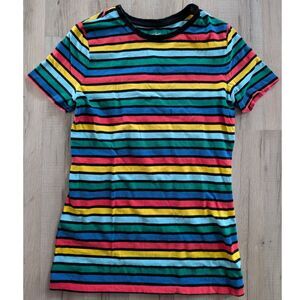 Lord & Taylor Rainbow Striped Short Sleeve Tee, XS (C1)